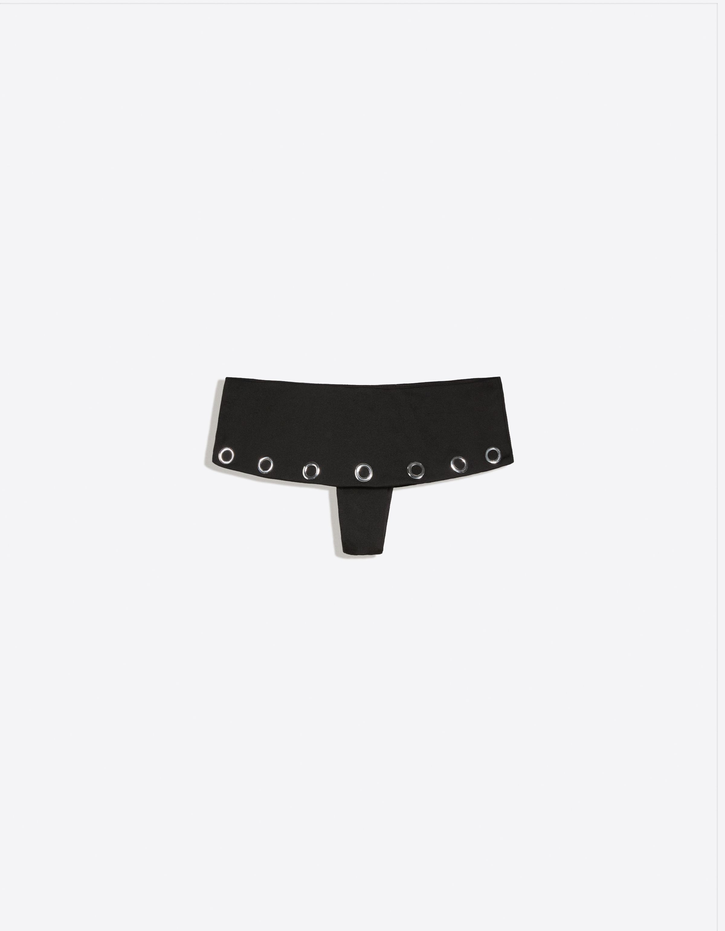 Eyelet frill bikini briefs — Black