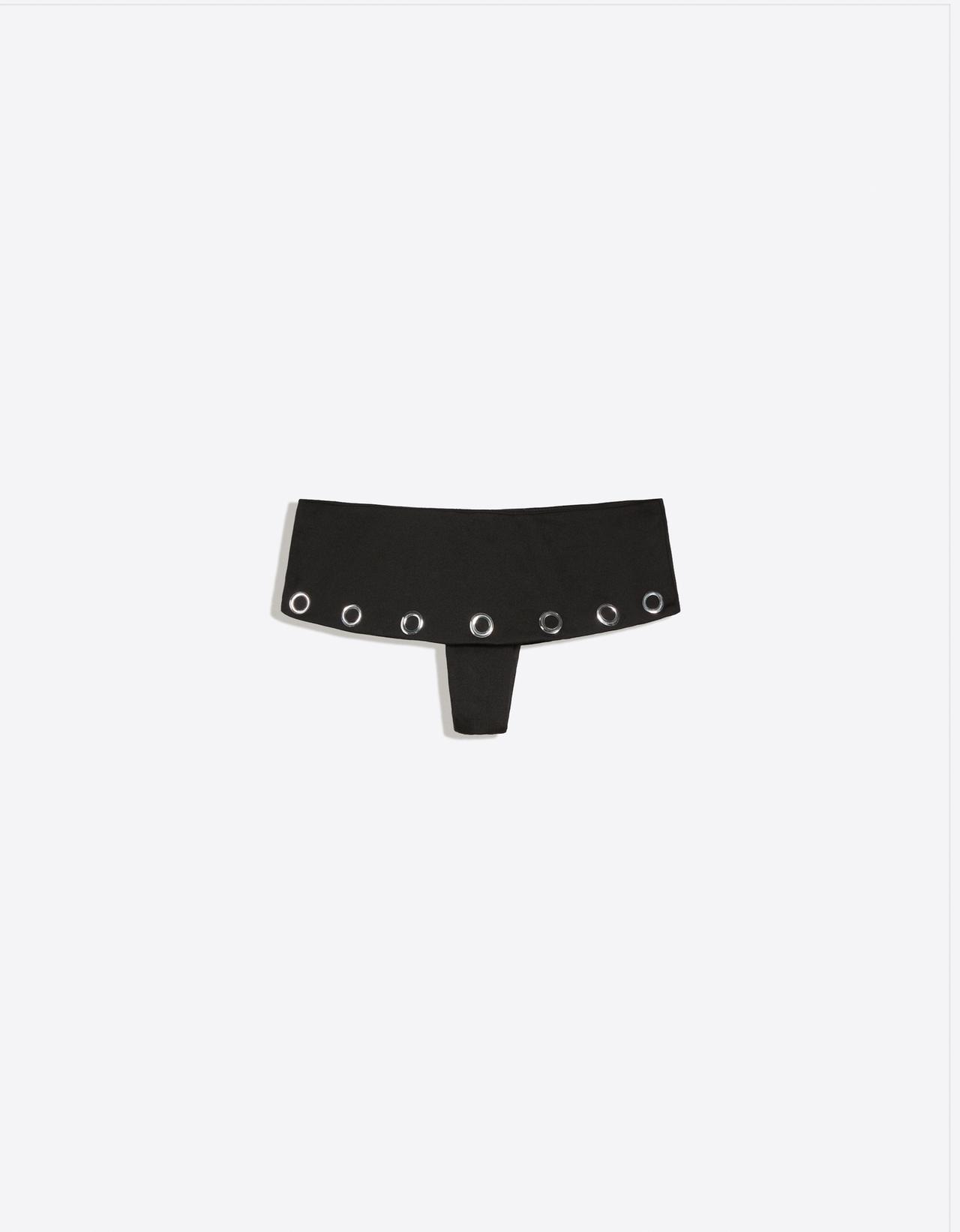 Eyelet frill bikini briefs — Black