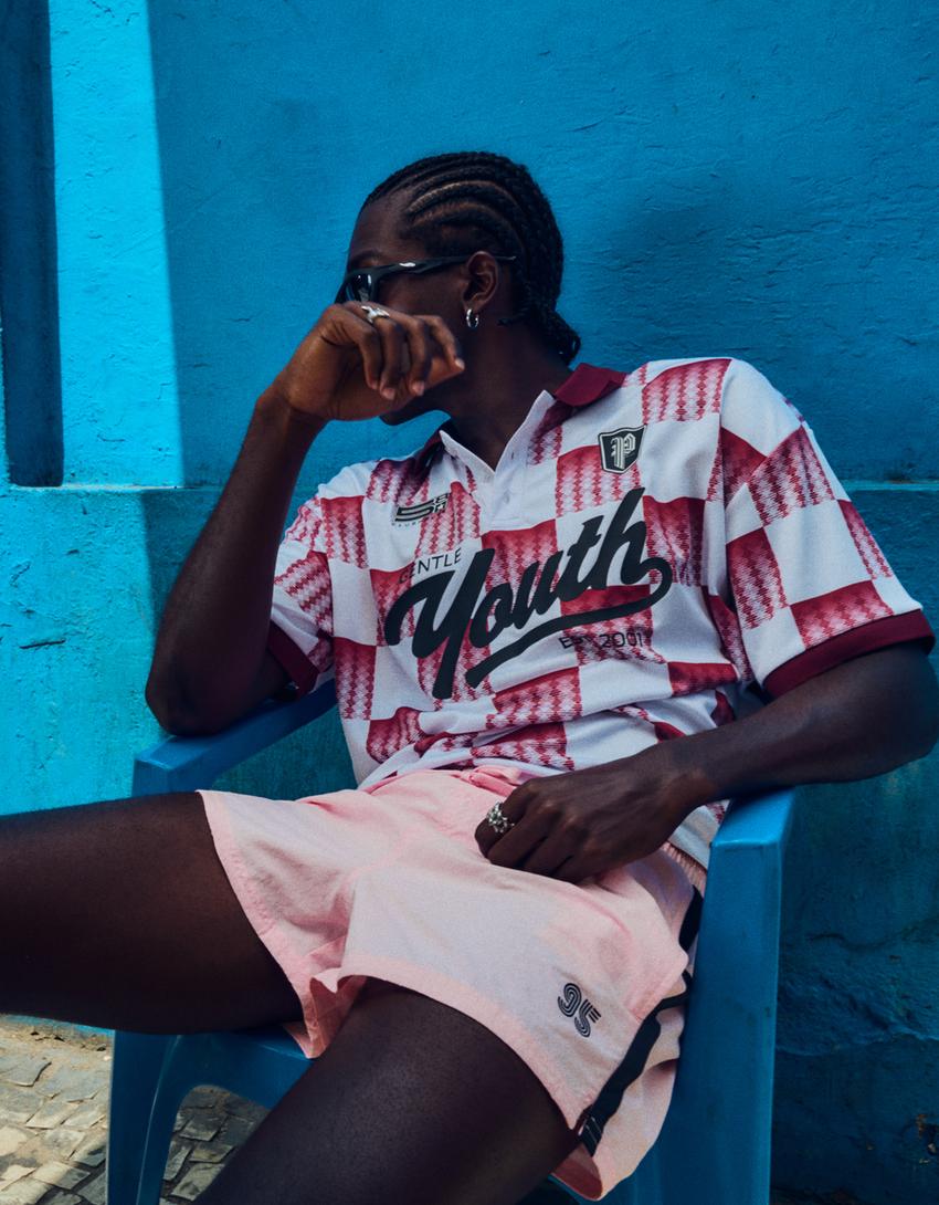 Retro kısa mayo-Pembe