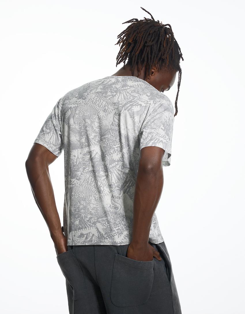 T-shirt regular fit ARIES X BERSHKA-Gris foncé