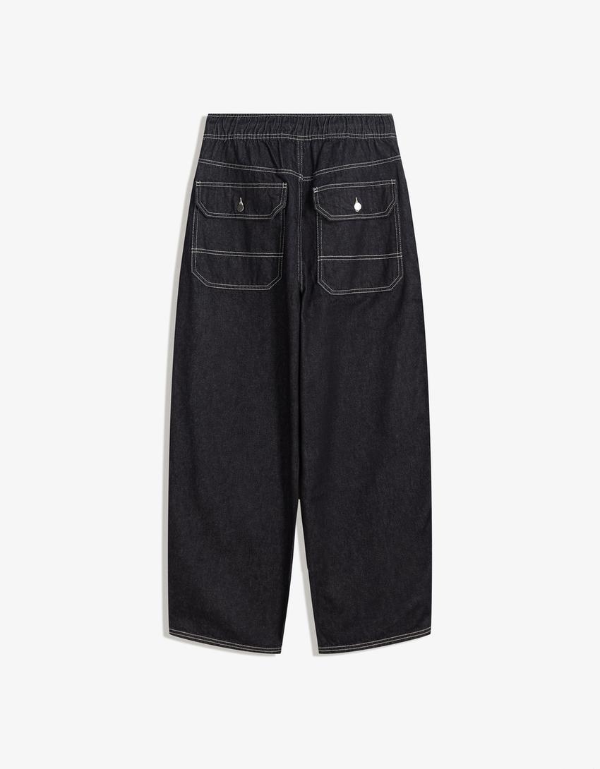 Baggy jogger jeans-Navy