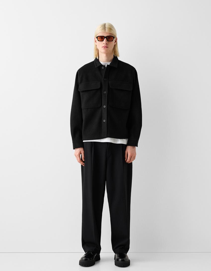 Camisa comprida de manga comprida-Preto-3