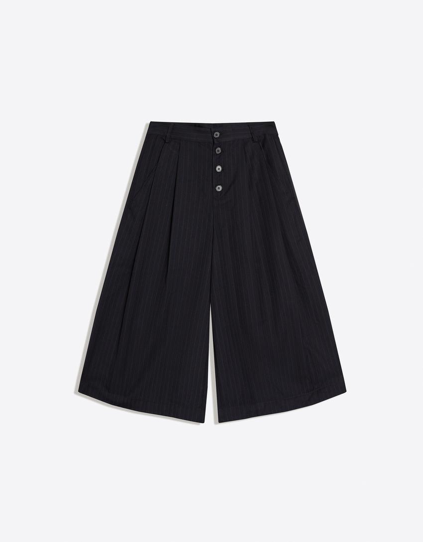 Bermuda culotte listrada-Marinho