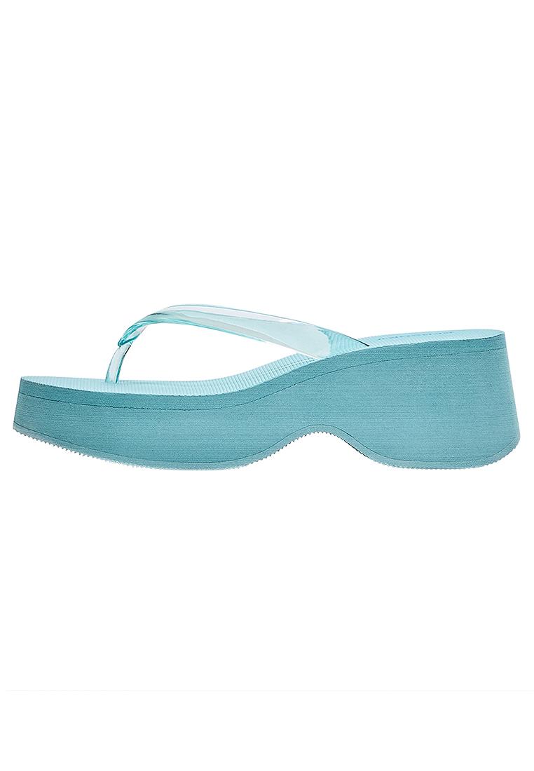 Vinyl thong platform sandals — BLUE