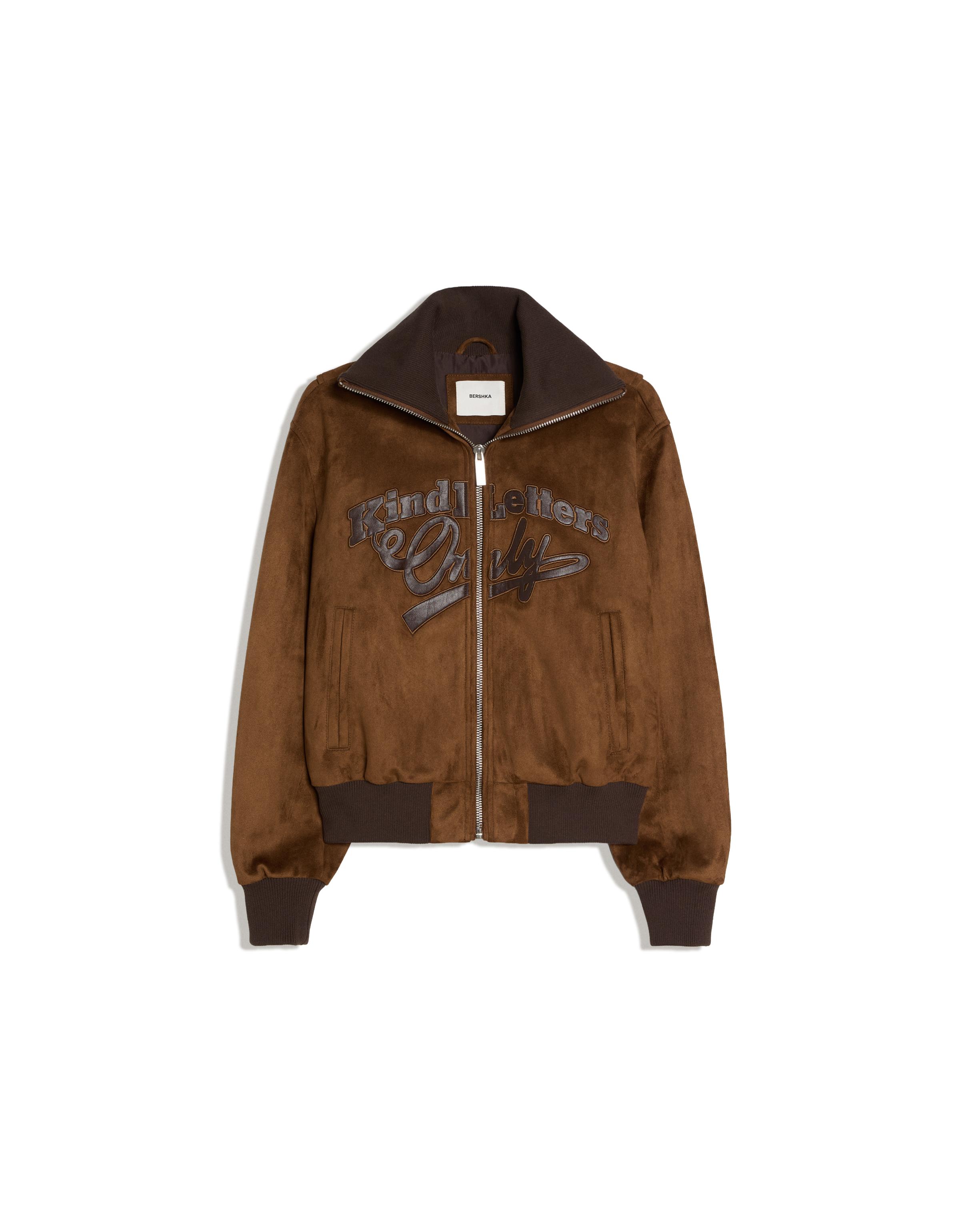 Retro faux suede jacket — Brown