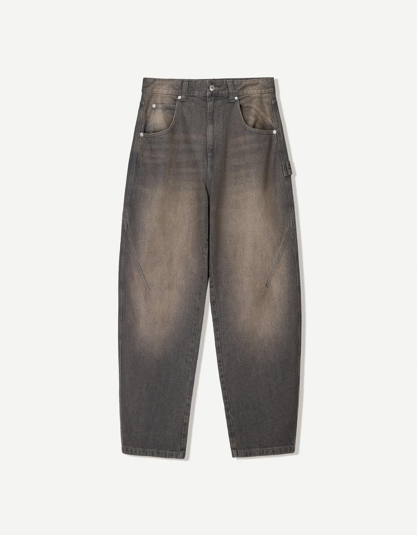 Baggy Balloon Jeans-Braun