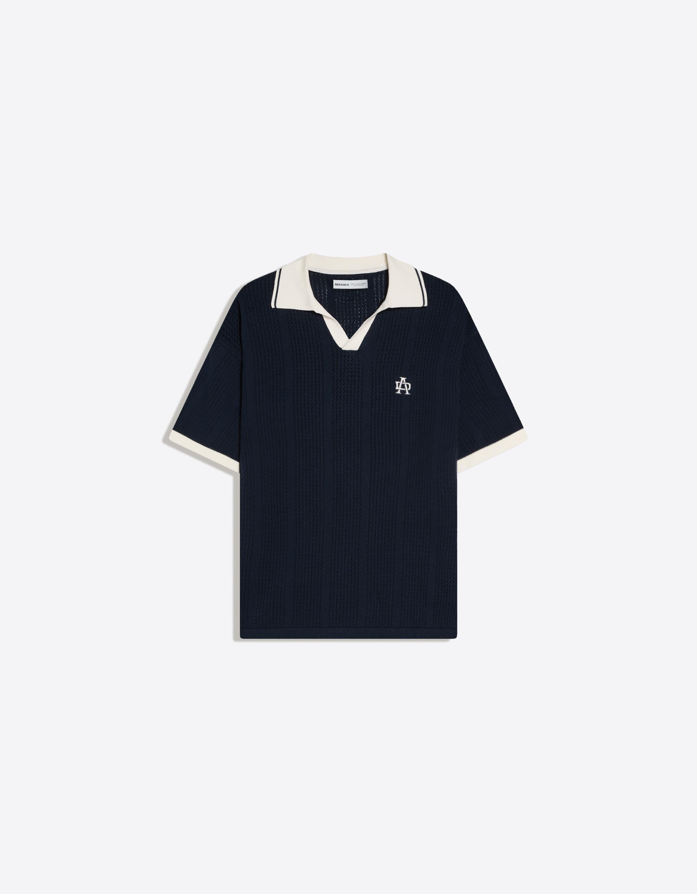 Bershka Kısa kollu baskılı polo yaka tişört görsel 4