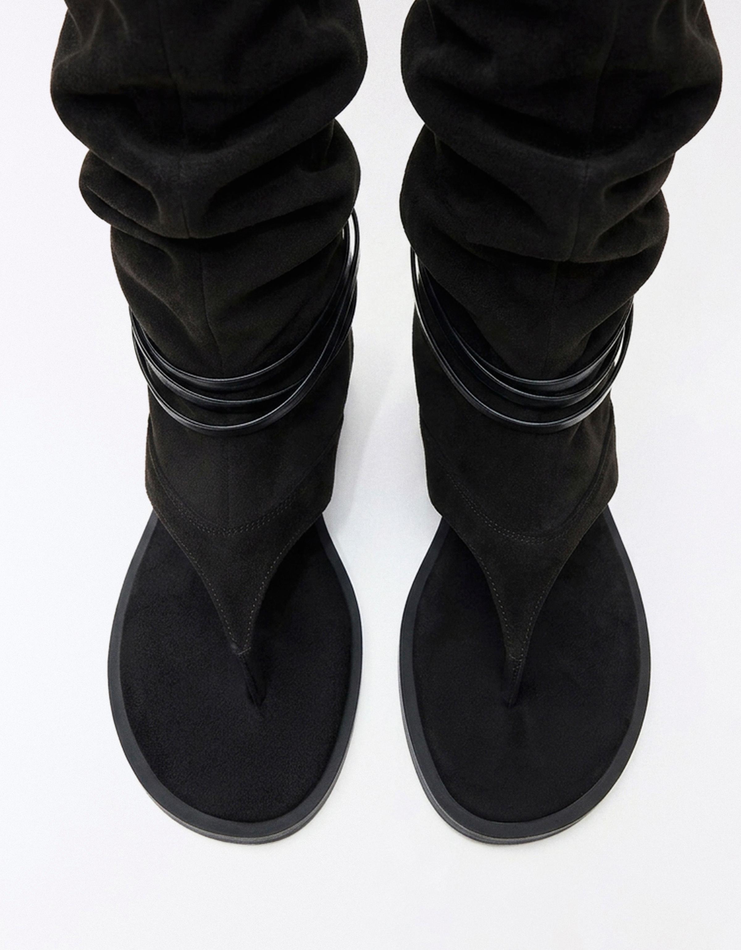 Flat slider sandals with buckle — BLACK