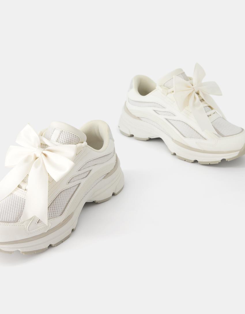 حذاء رياضي بتفصيل شبكي وعقدة-أبيض-5