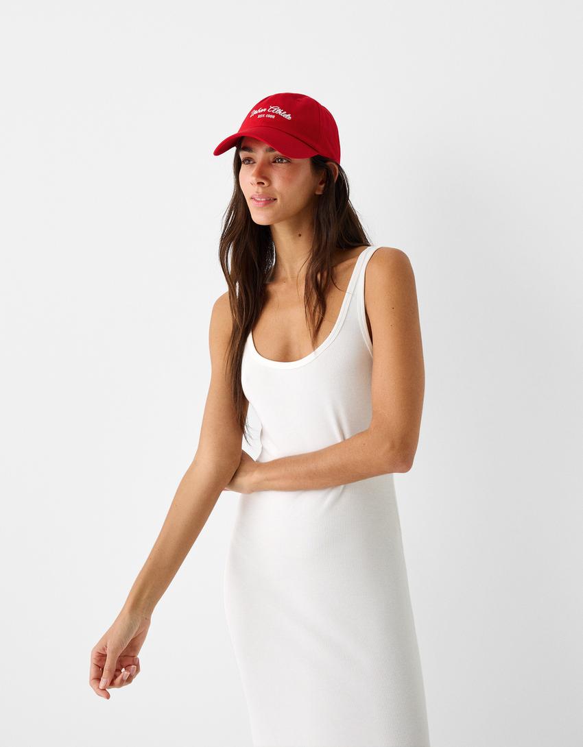 Embroidered cap-Red-1