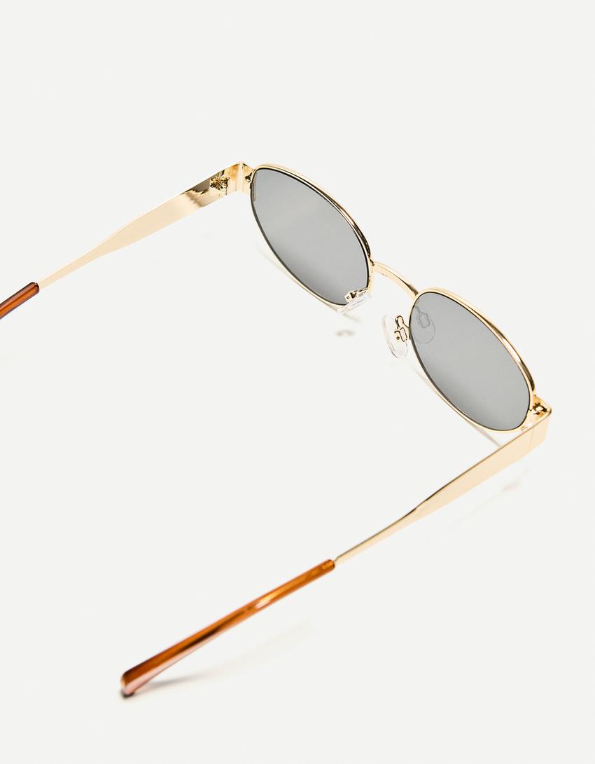 Gafas sol ovaladas metálicas-Oro-3