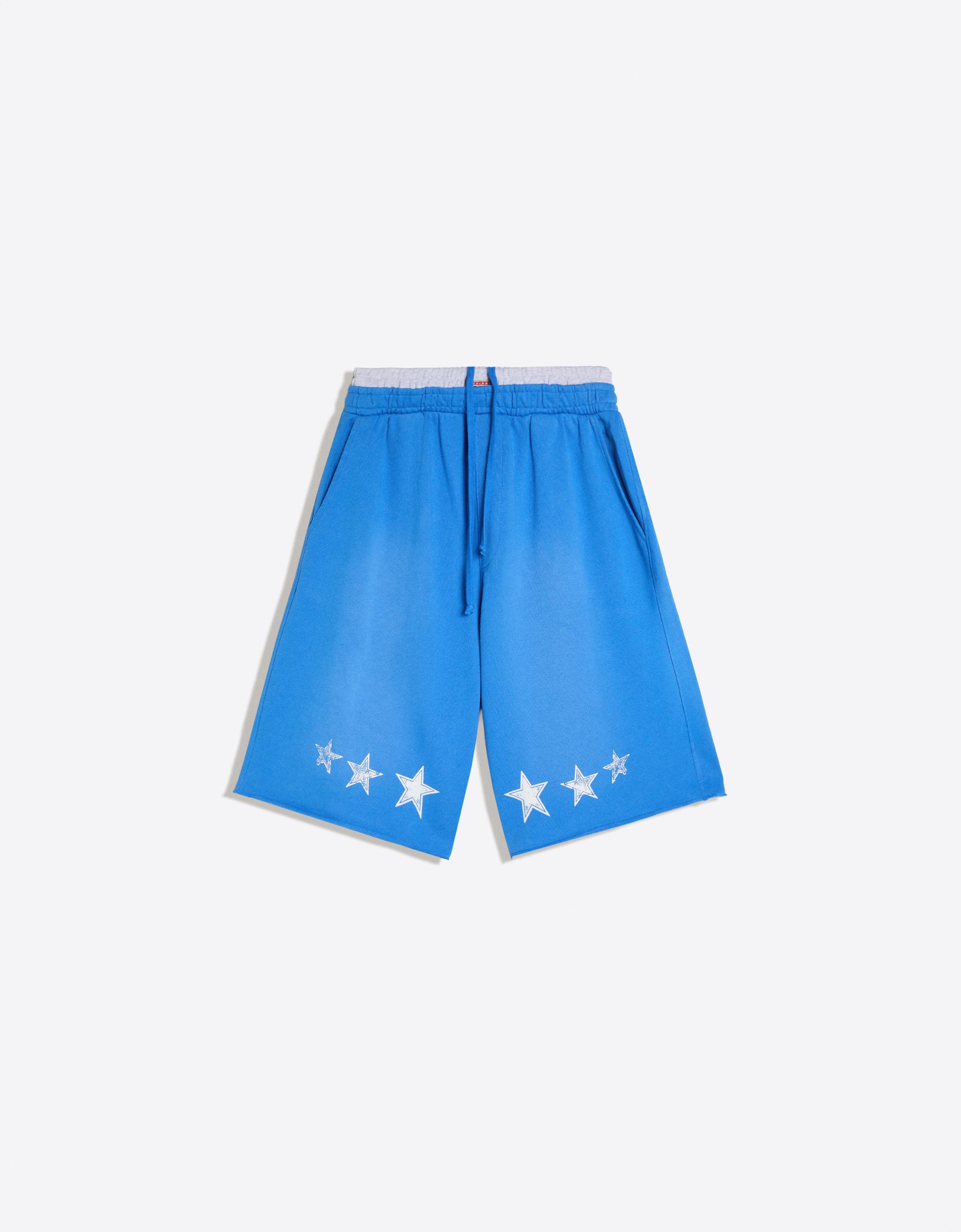 Double-waistband printed Bermuda shorts — Blue