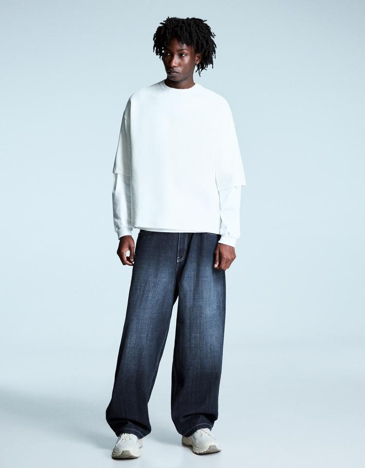 Super baggy studded patch jeans