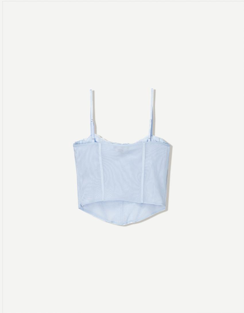 Lace corset top-Light blue-5