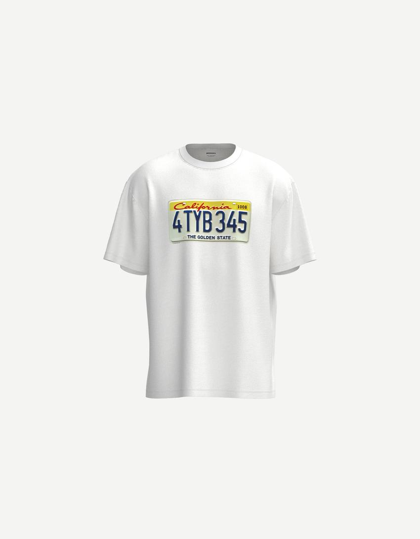 Short sleeve T-shirt with print-White-3