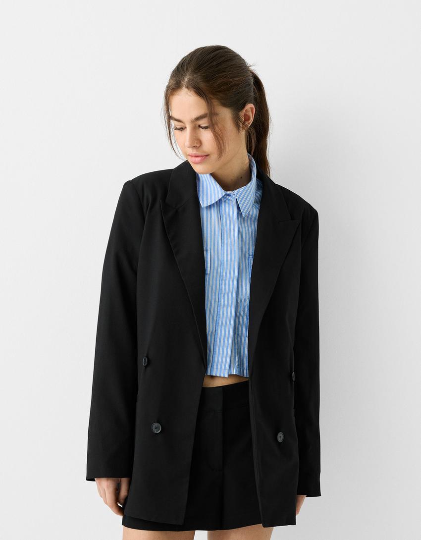 Ensemble blazer et short tailoring-Noir-1