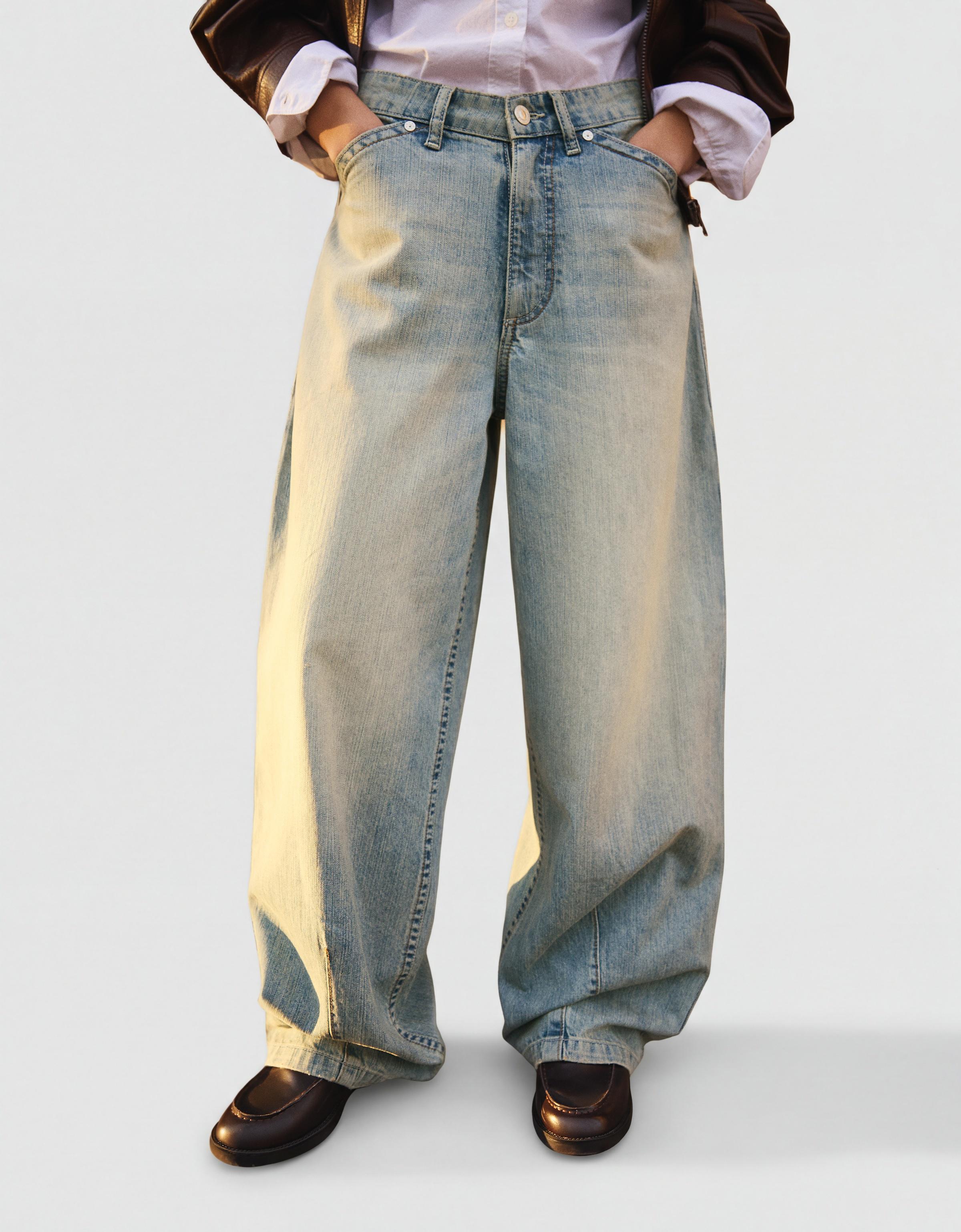 Süper geniş paça düşük bel jean - Görsel 33