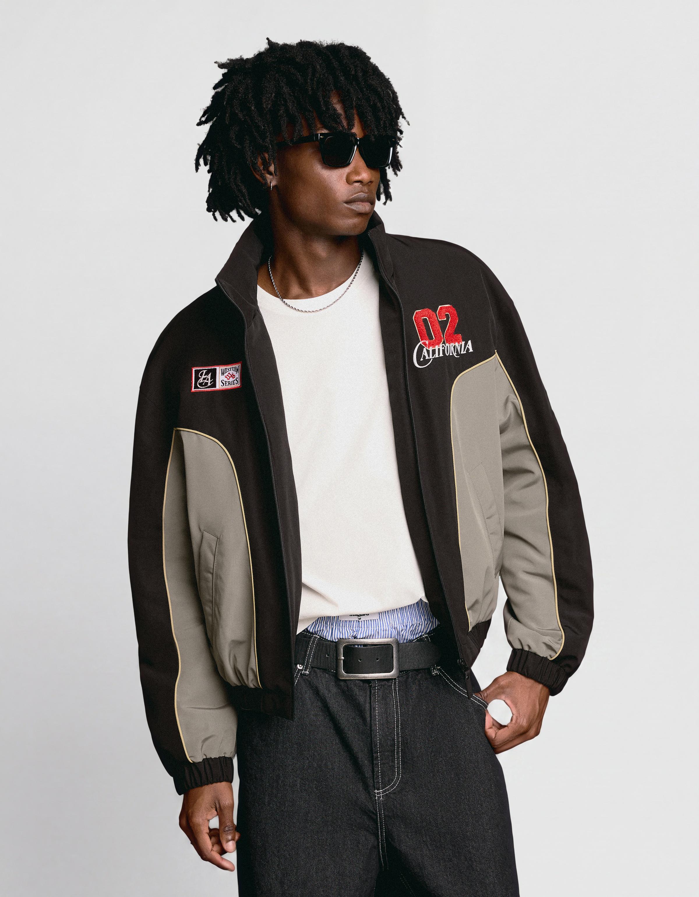 Printed zip-up jacket — Black