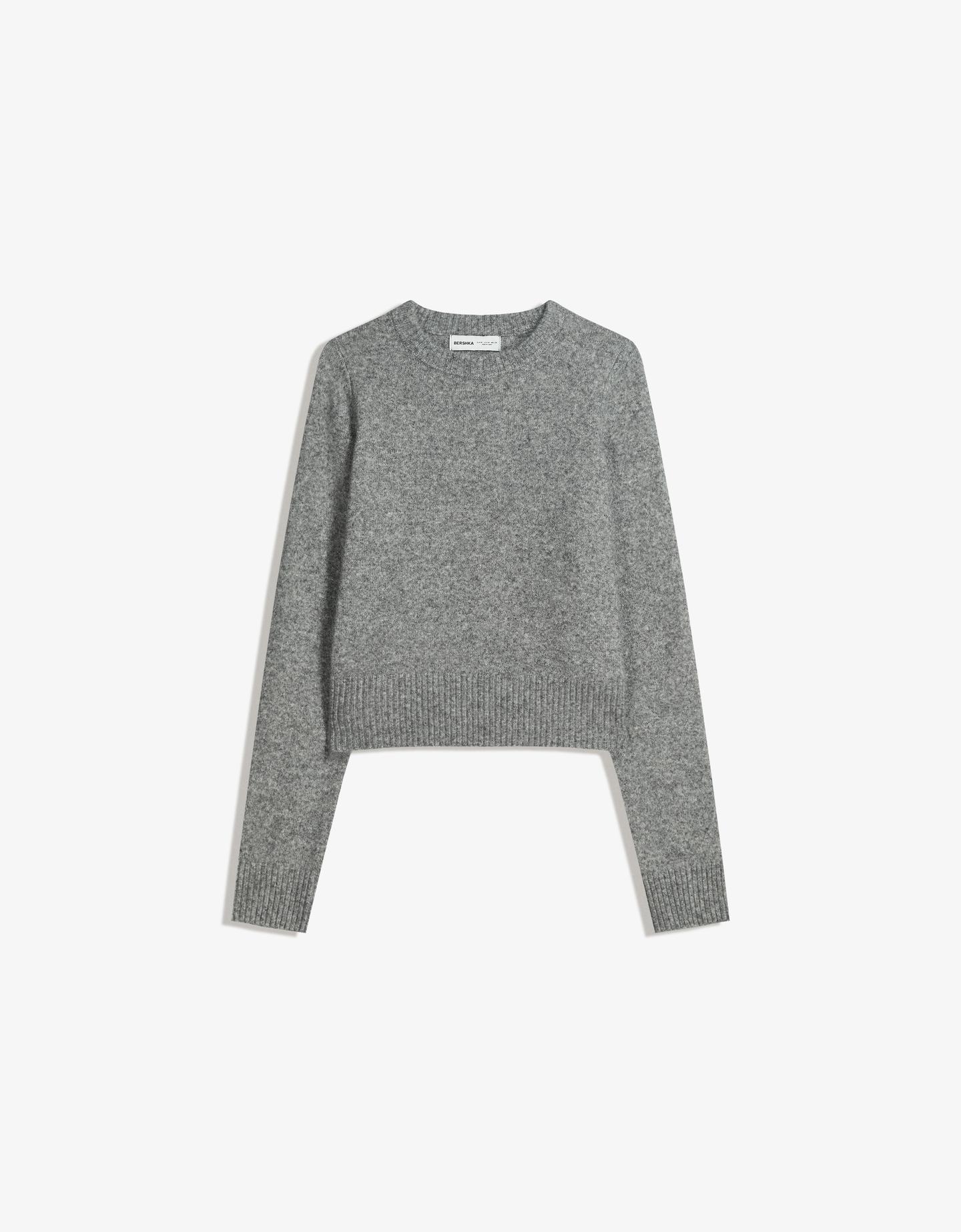 Bershka sweter z okrągłym dekoltem szary