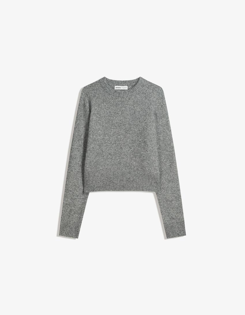 Jersey cuello redondo-Gris