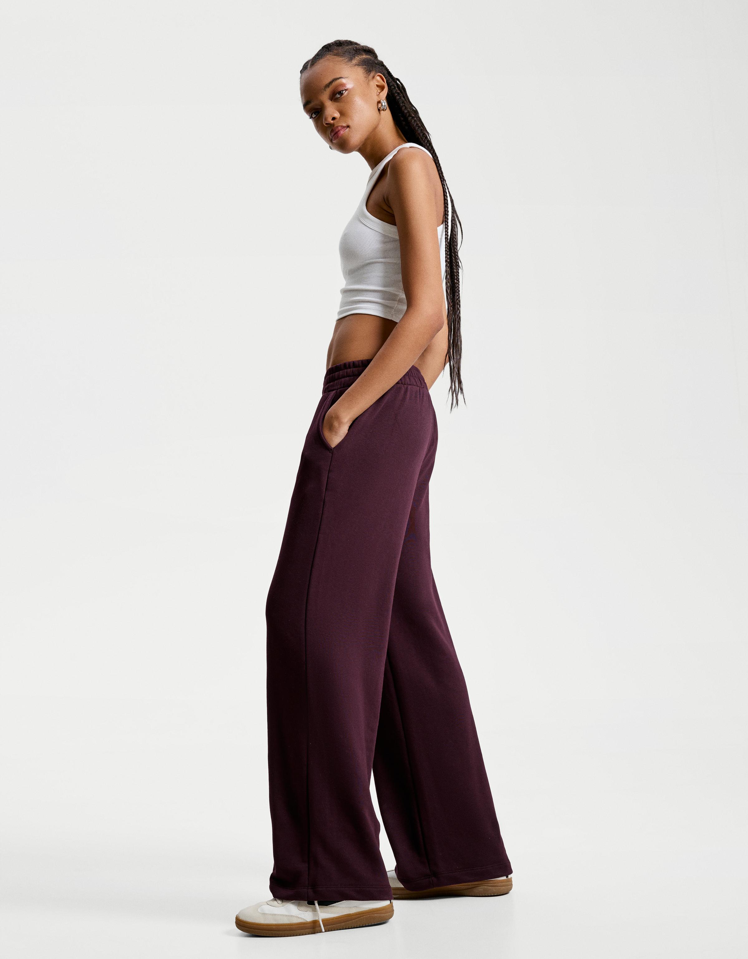 Wide leg plush trousers Women Bershka