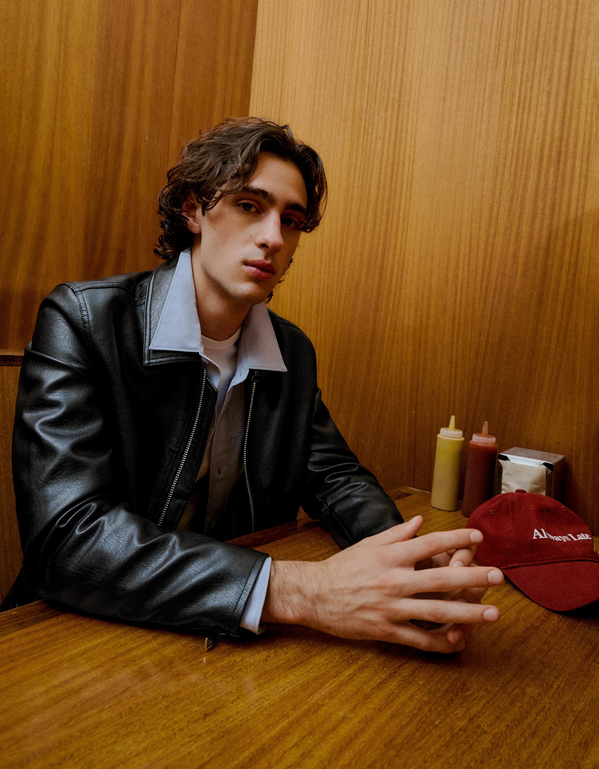 Boxy leather effect jacket — Black