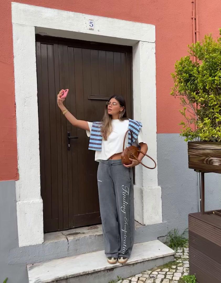 Baskılı barrel fit şardonlu eşofman altı - Görsel 51