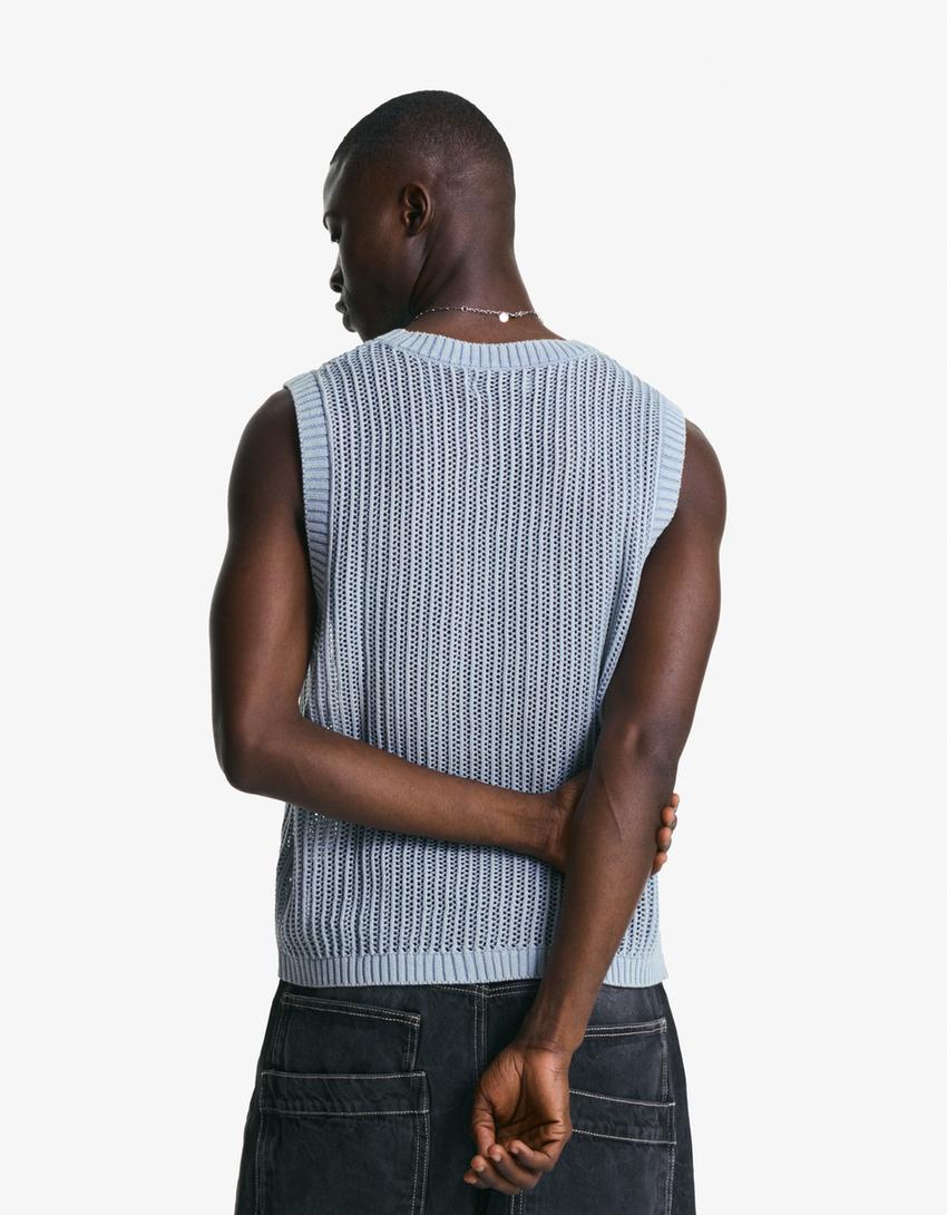 Faded-effect gilet-Blue-1