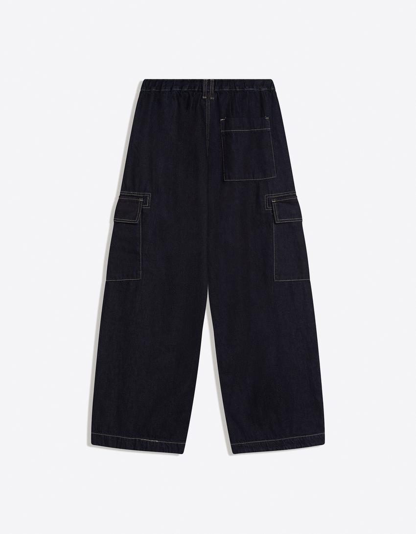 Jeans cargo parachute-Marino