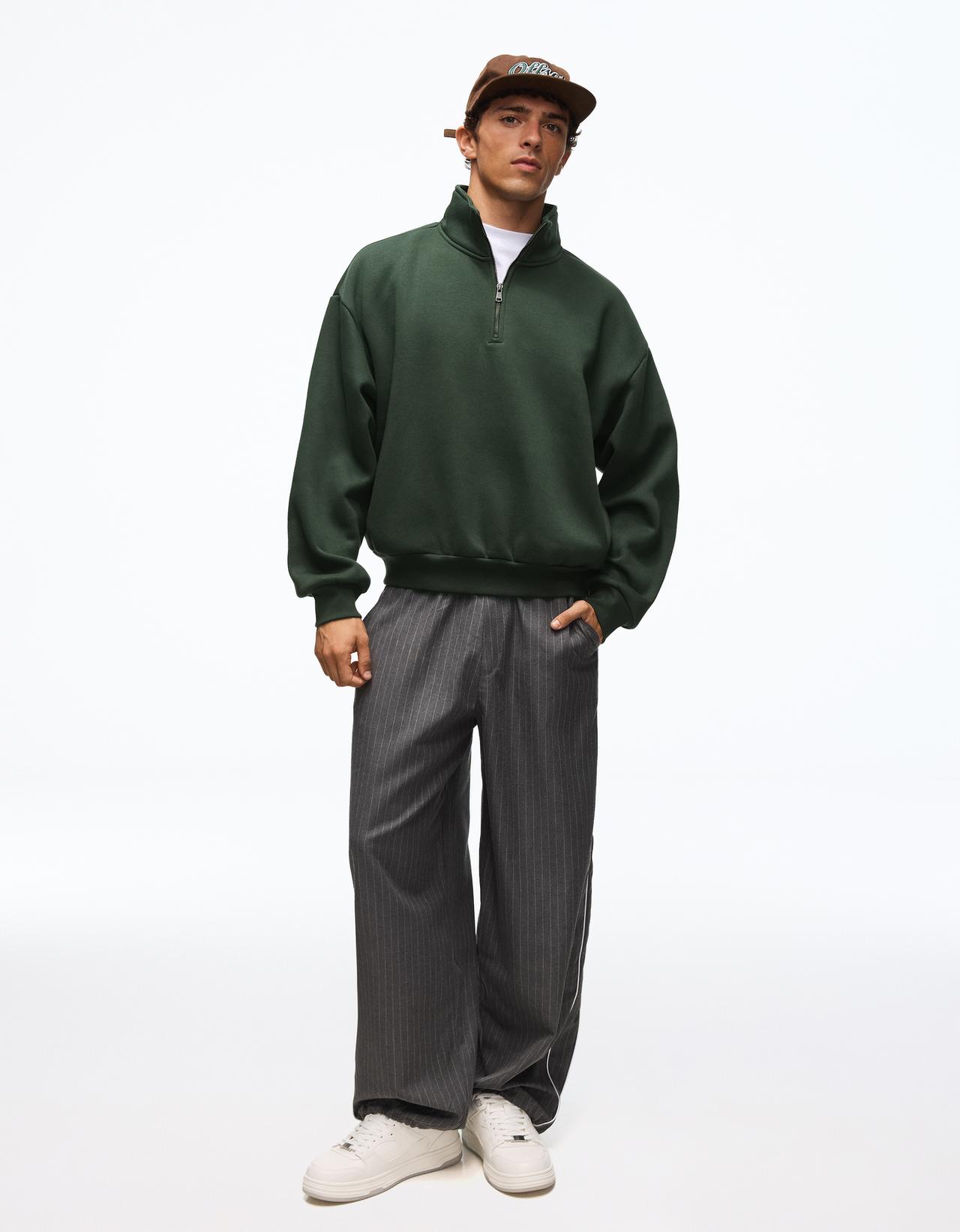Half-length zip sweatshirt — Green