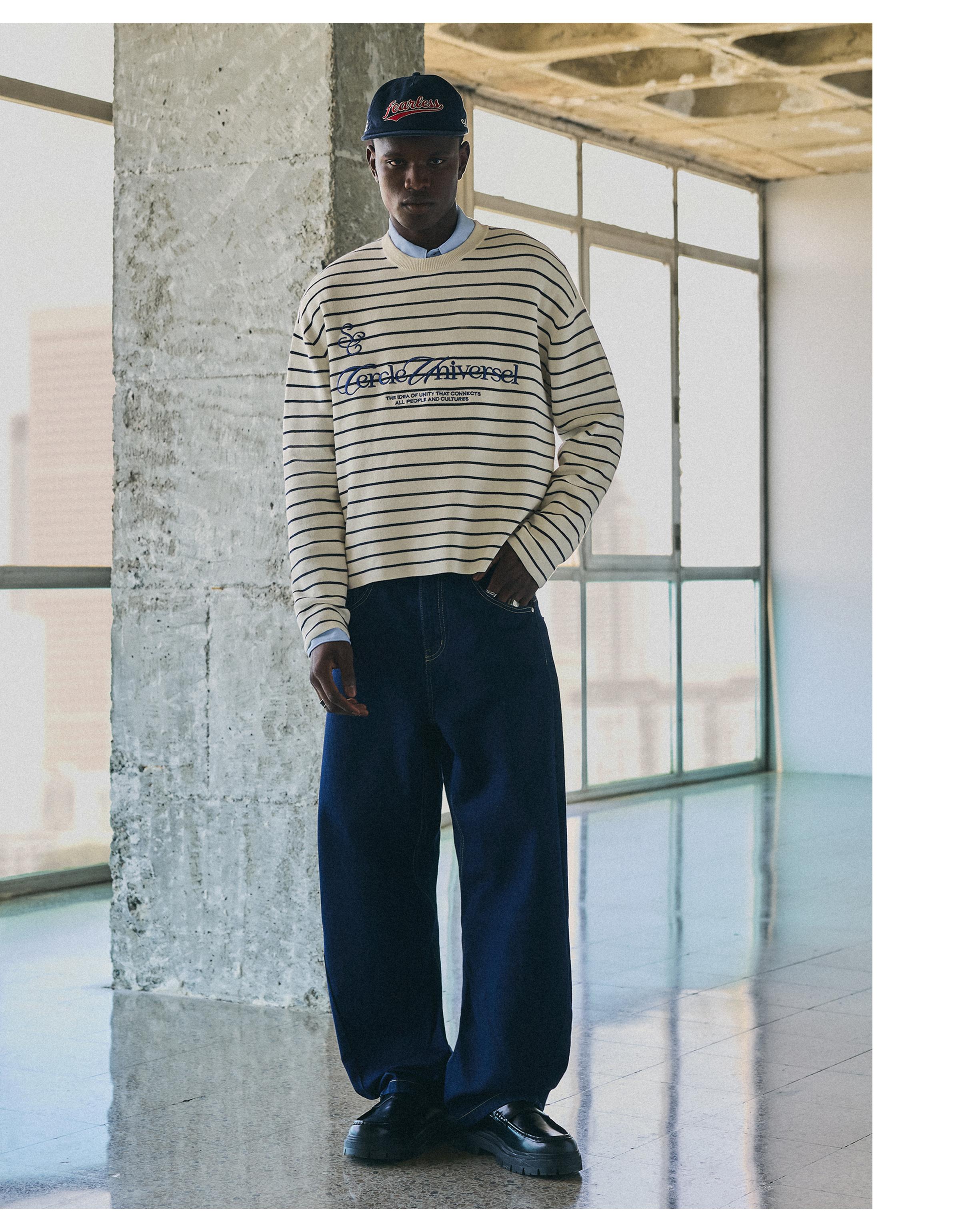 Embroidered round neck jumper — Cream