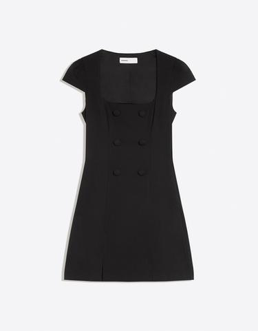 Short sleeve button mini dress — Black 5