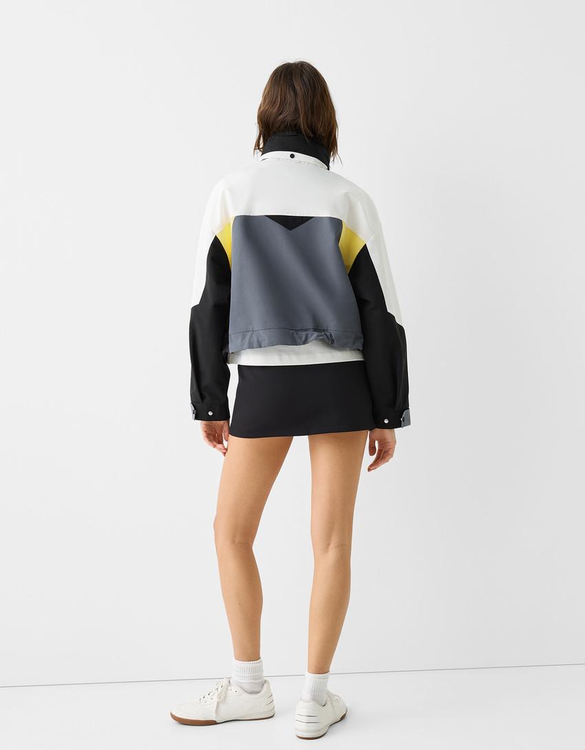 Colour block jacket-Black