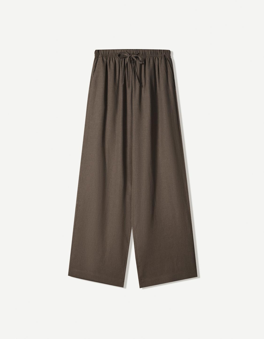 Linen blend trousers with an elasticated waistband