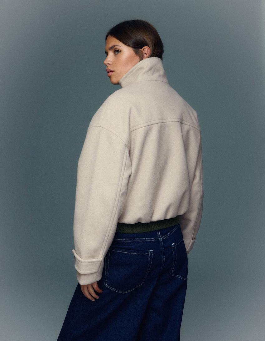 Jaket ritsleting lembut disentuh-Pasir