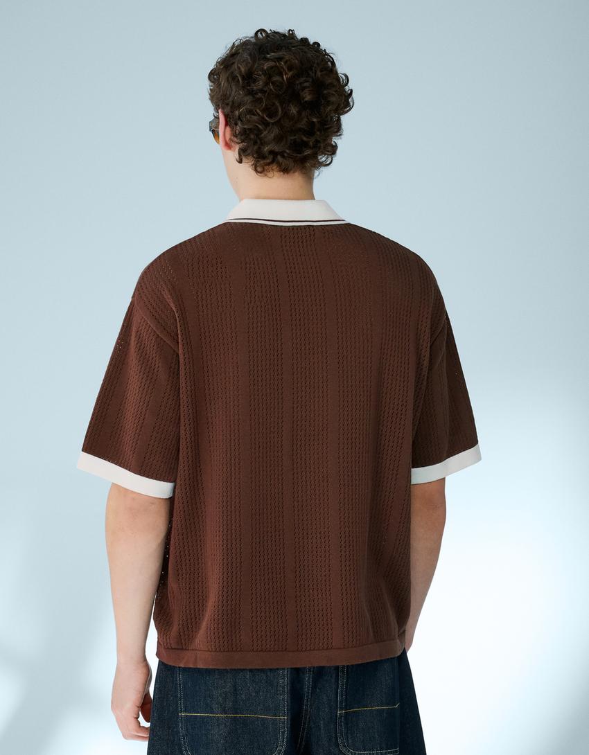 Short sleeve print polo shirt