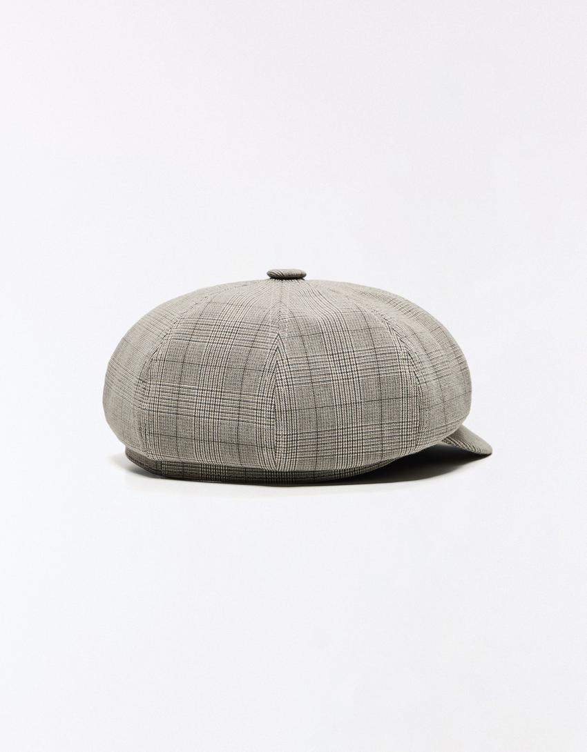 Plaid cap-Mixed gray