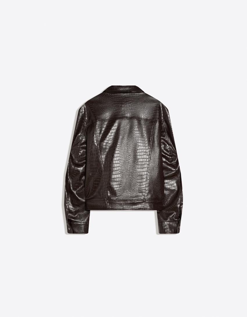 Faux leather jacket-Brown