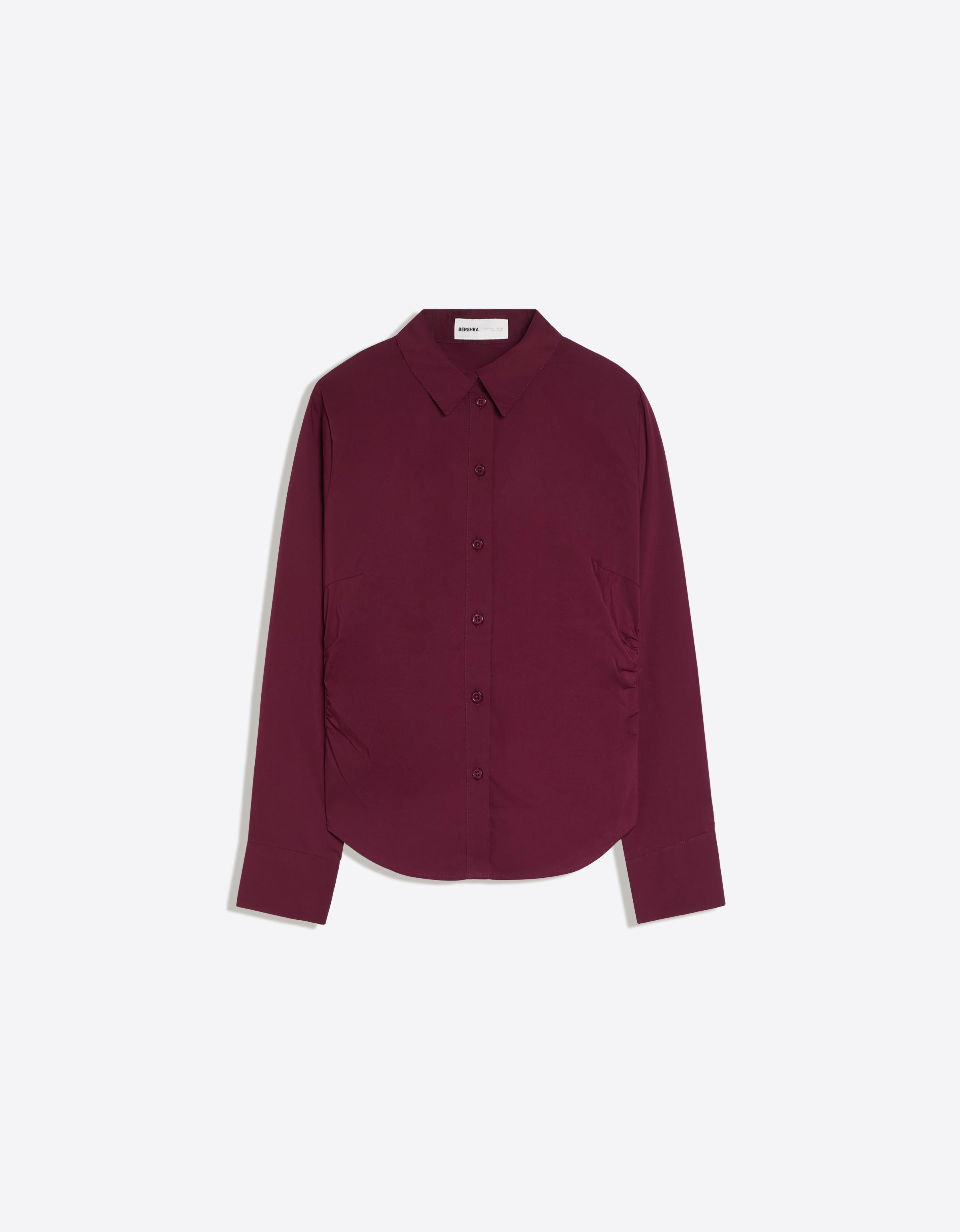 Fitted long-sleeved shirt — Maroon
