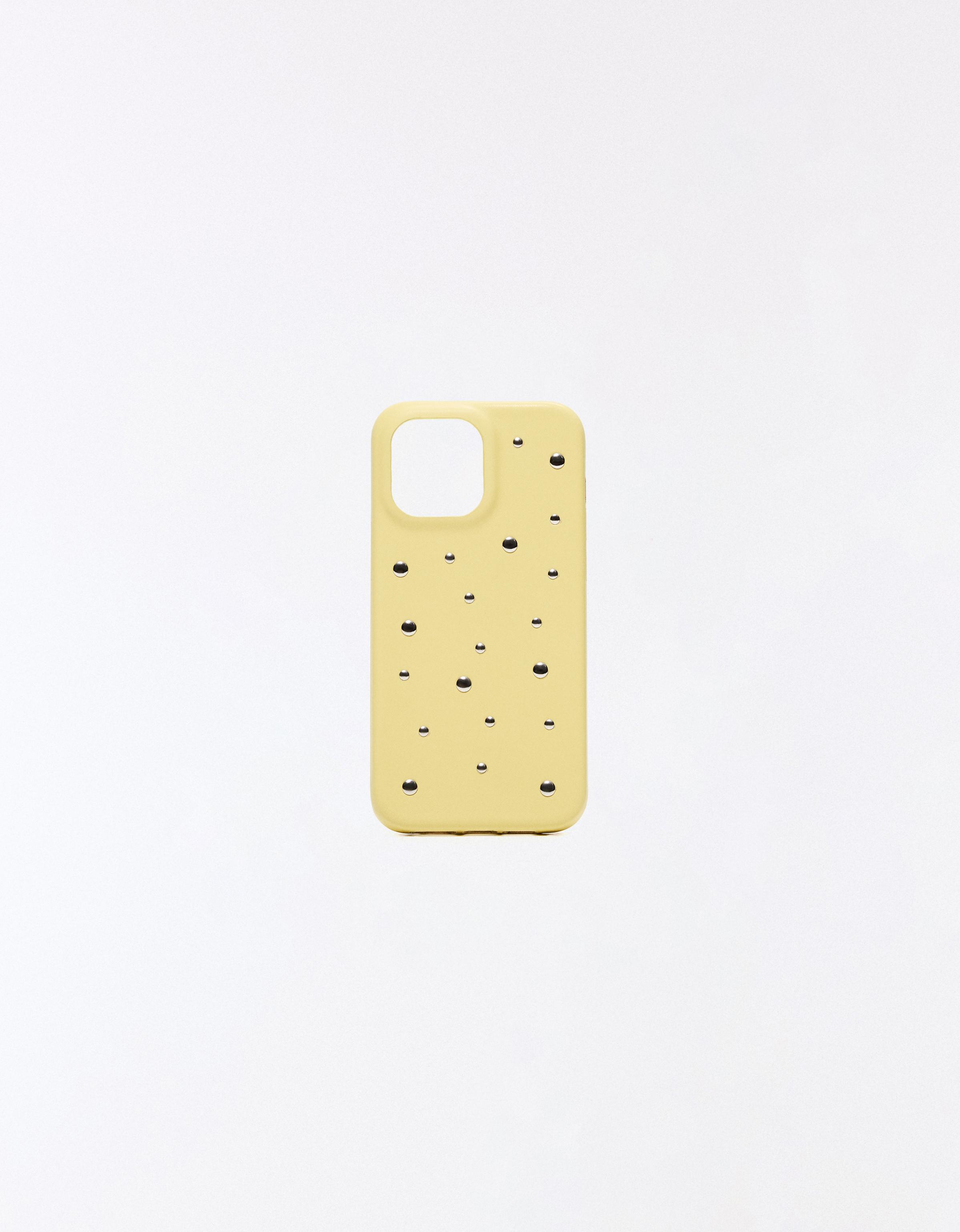 Funda Móvil Efecto Piel Tachas Mujer Iphone 11 / Xr Amarillo
