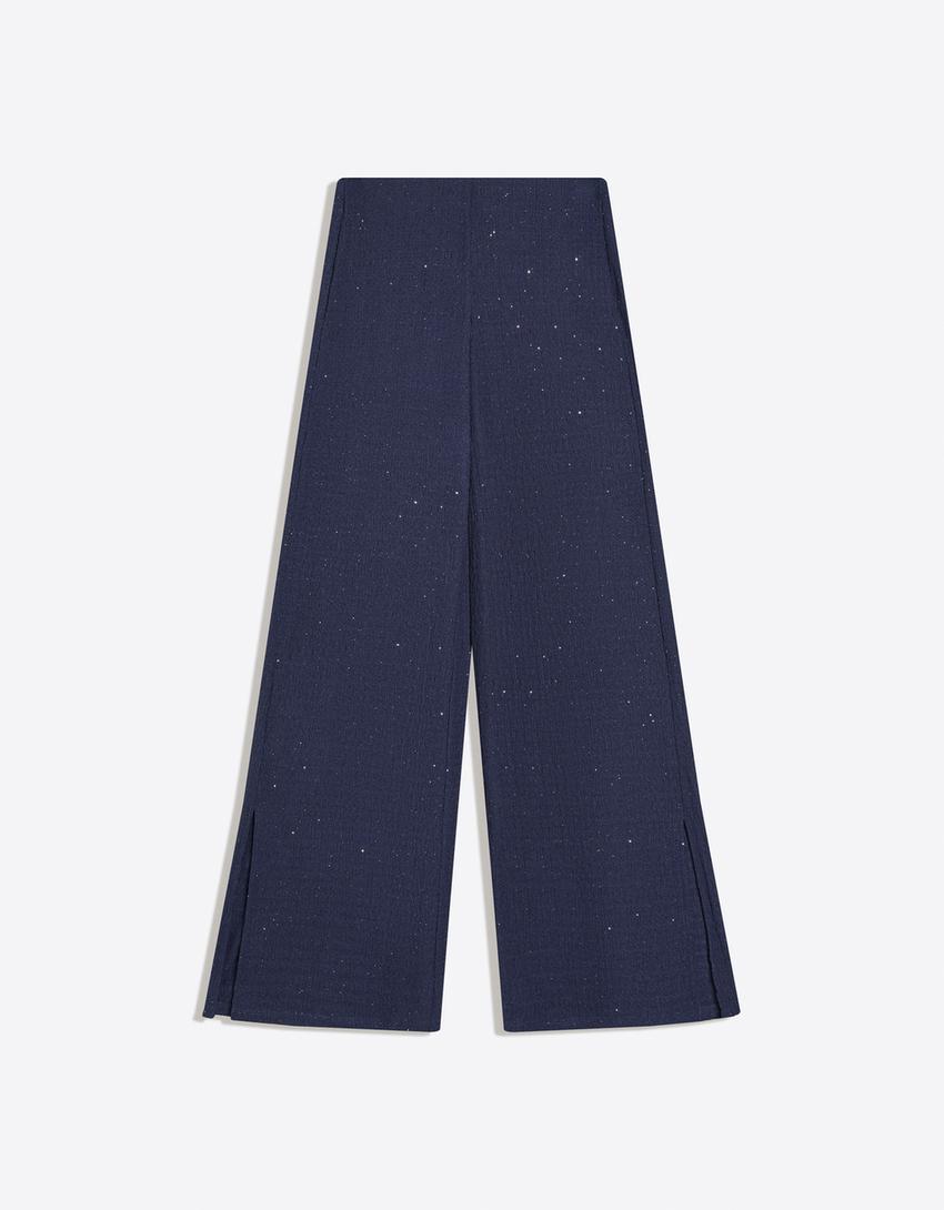 Celana panjang tangan lonceng berkilau-Navy