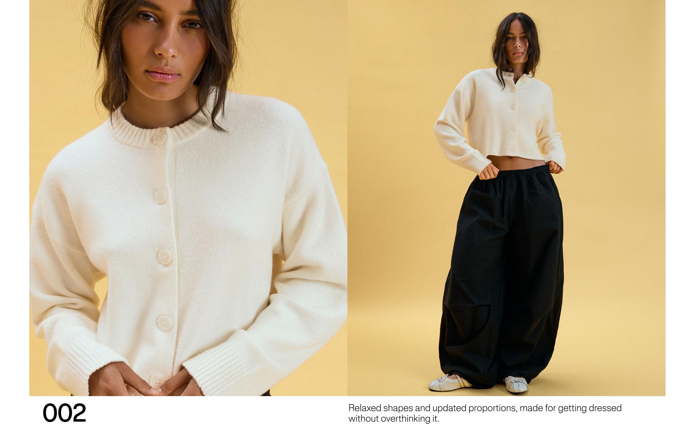 Soft touch round neck jacket — Cream