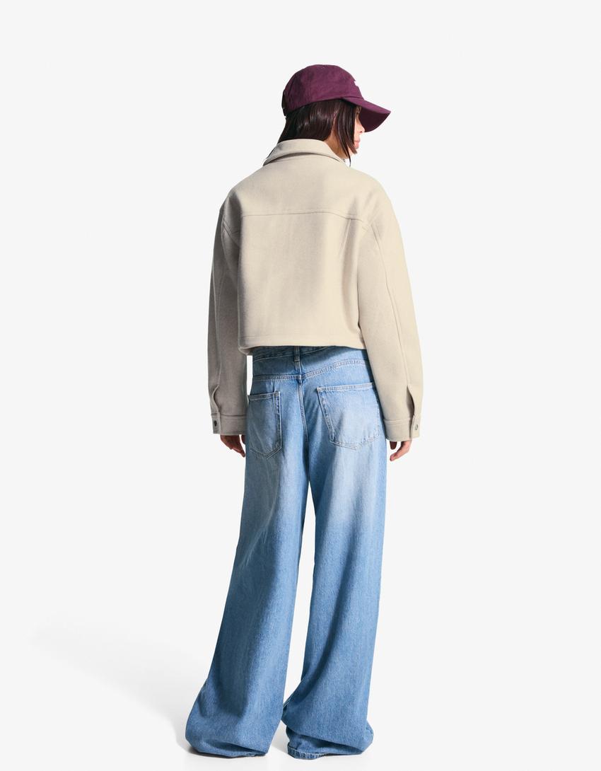 Soft felt texture jacket-Sand