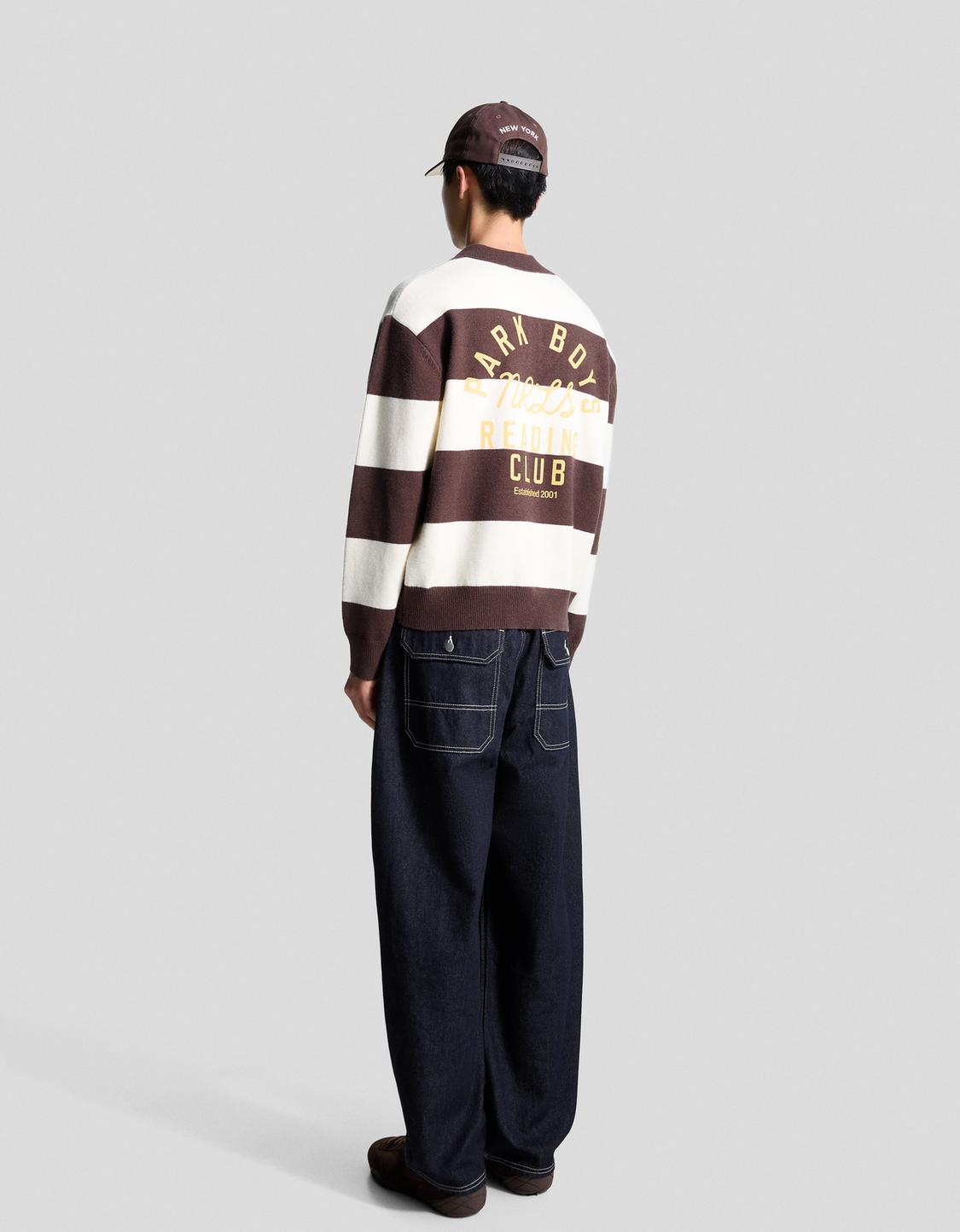 Polo collar sweater with stripes