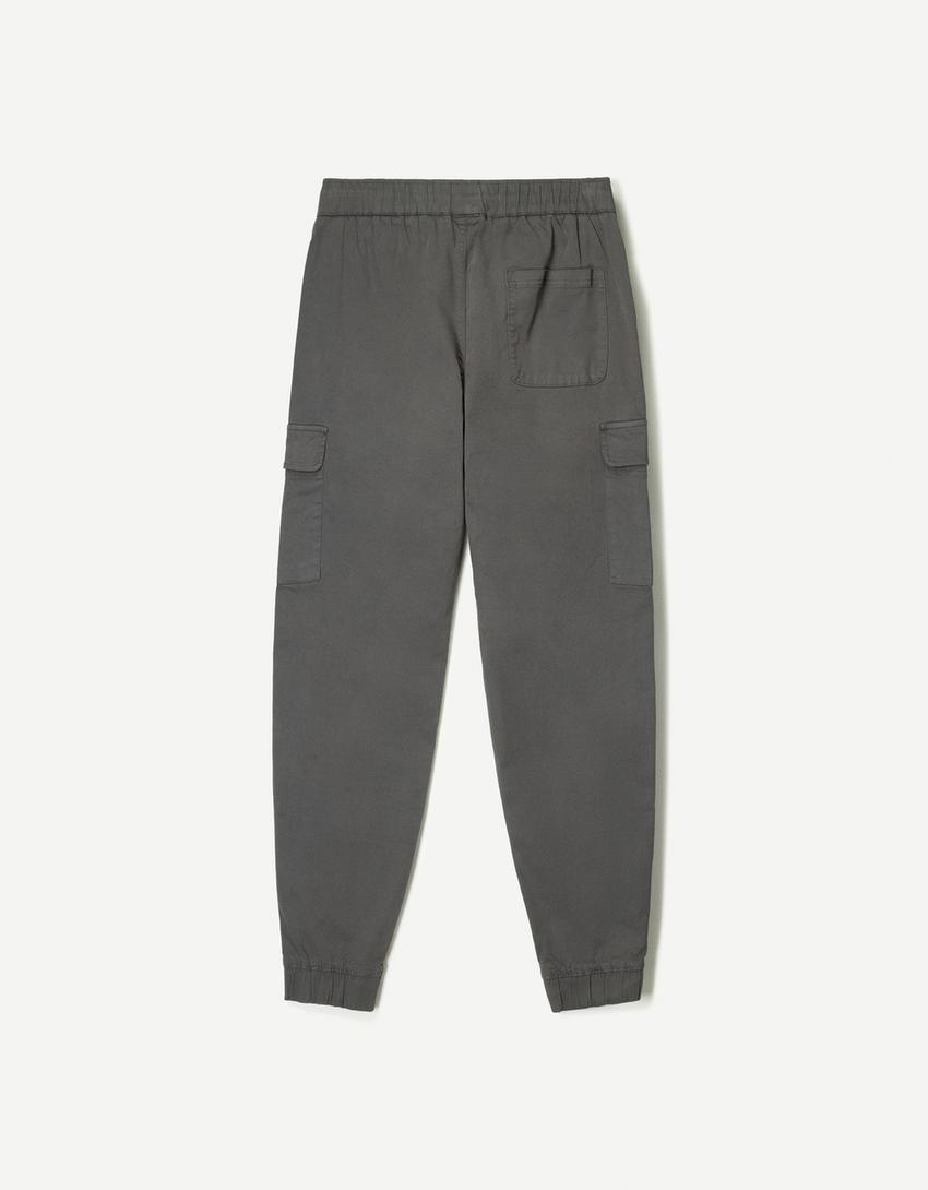 Pantaloni jogger cargo-Grigio scuro-6