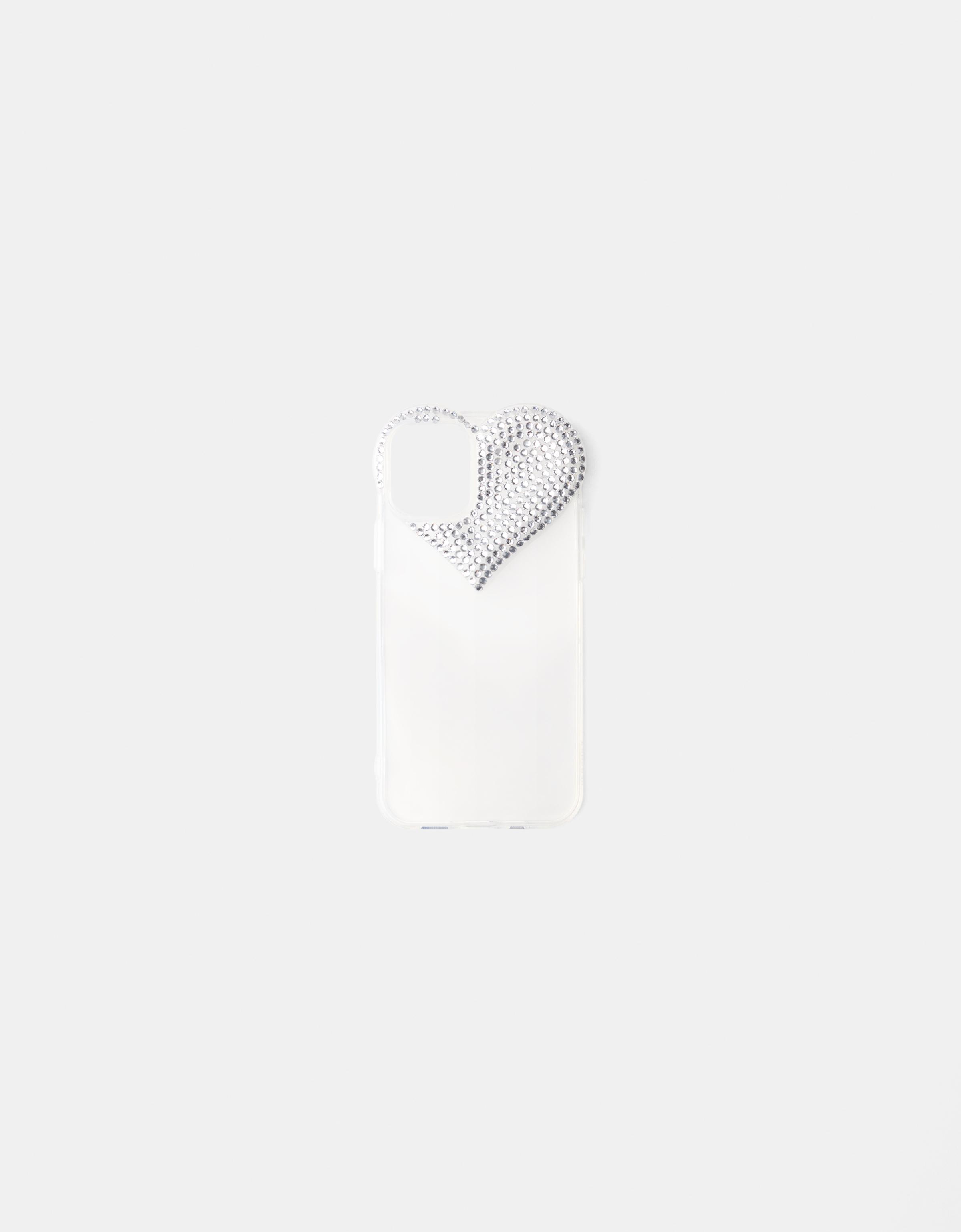 Bershka Iphone-Handyhülle Mit Strass-Herz Damen Iphone 15 Weiss