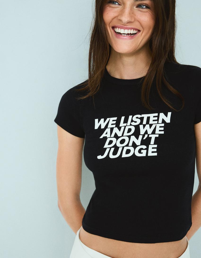 T-shirt à manches courtes imprimé-Noir