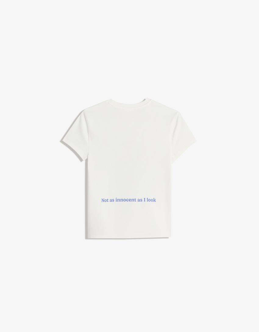 Short sleeve T-shirt with print-Cream