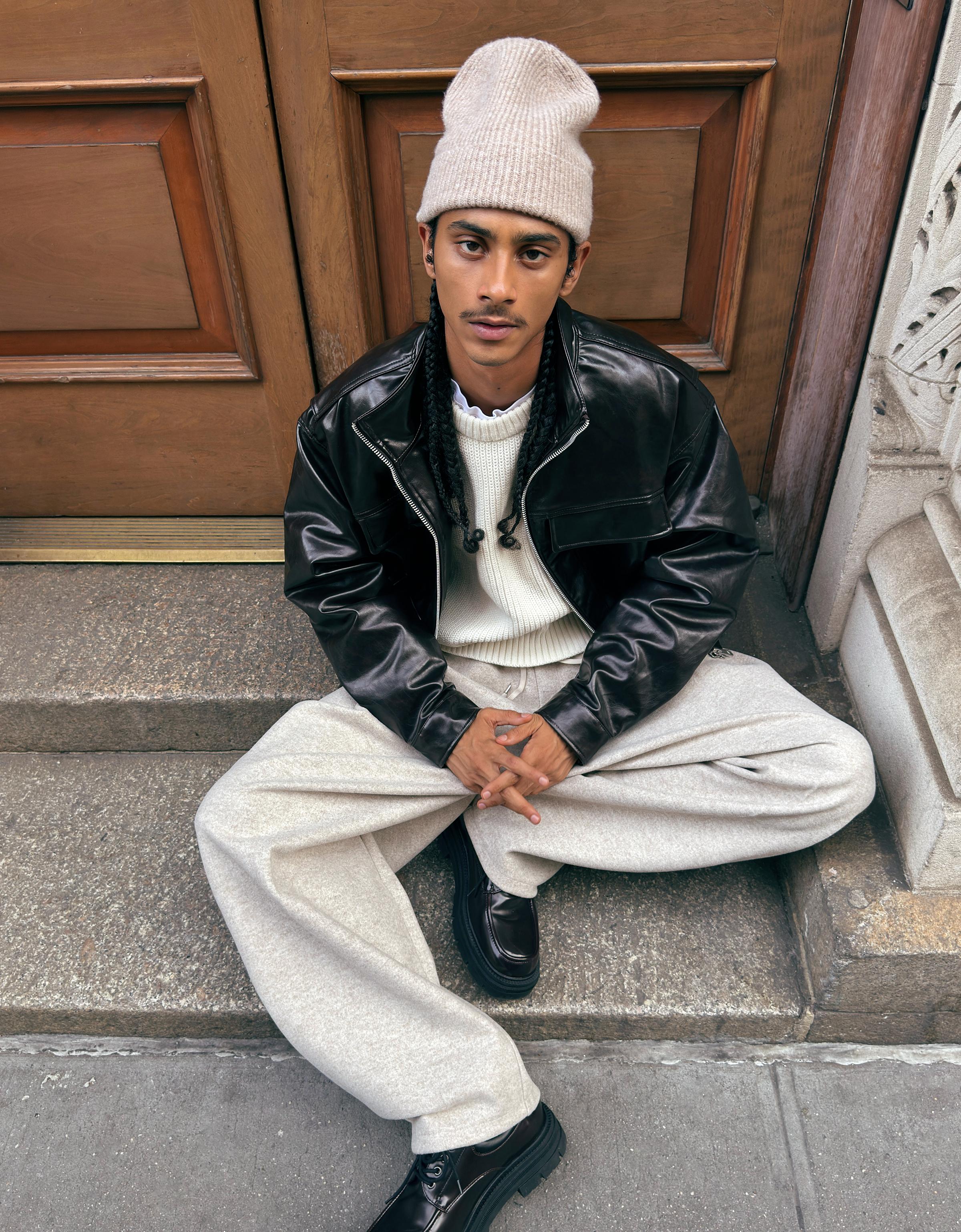 Bershka Kunstlederjacke Herren Xl Braun