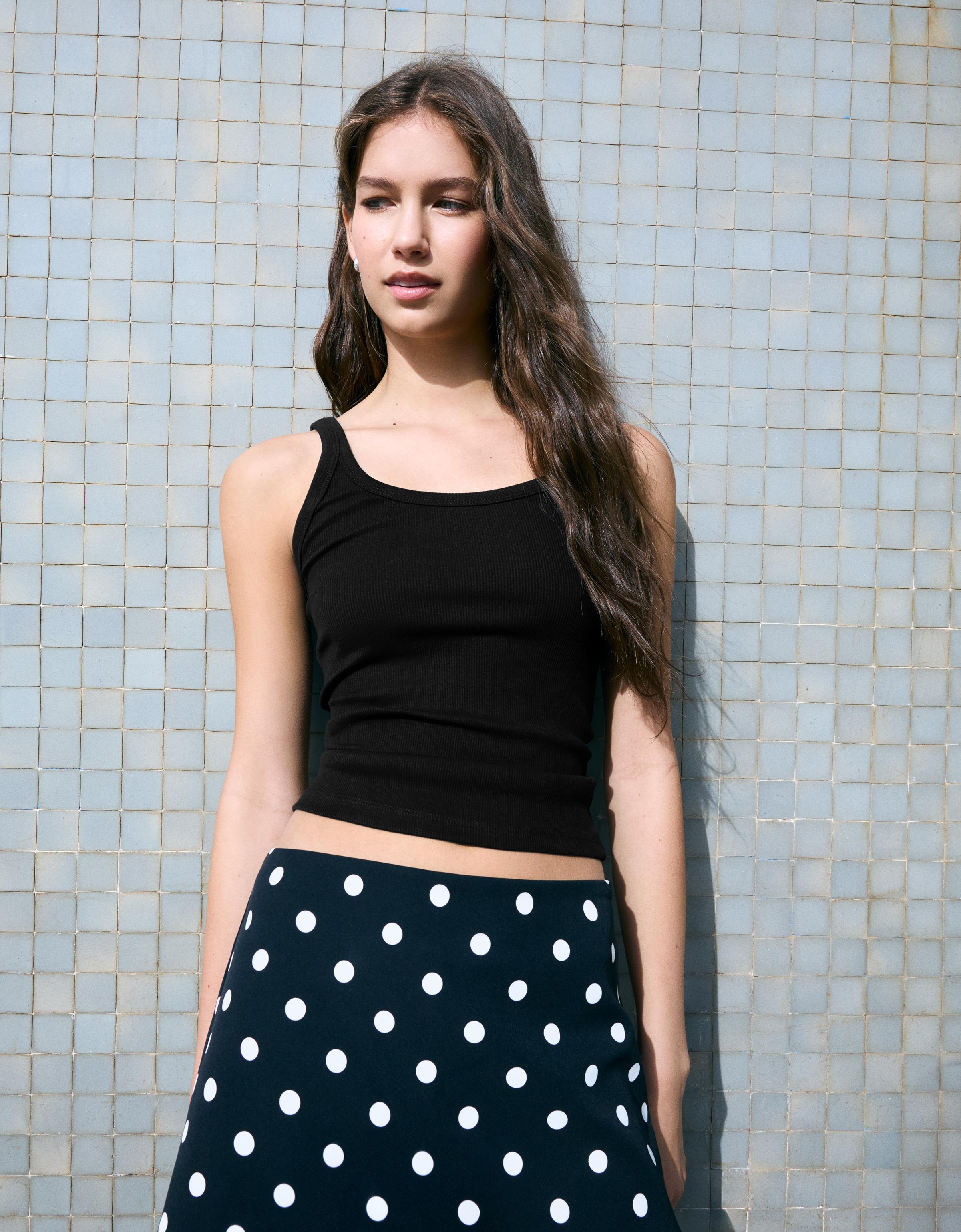 Ribbed vest top — Black